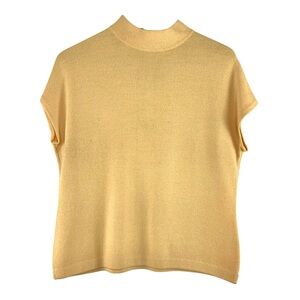 St. John Knit Butter Yellow Mockneck Boxy Sweater